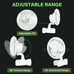 Tidoin 6 in. White 2-Speed Grow Tent Poles Clip Fan with Manually Adjustable 90° Angles -Fans Shop white tidoin wall mounted fans dhs ydw1 8239 44 1000