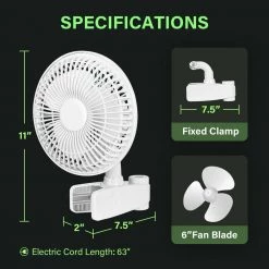 Tidoin 6 in. White 2-Speed Grow Tent Poles Clip Fan with Manually Adjustable 90° Angles -Fans Shop white tidoin wall mounted fans dhs ydw1 8239 c3 1000