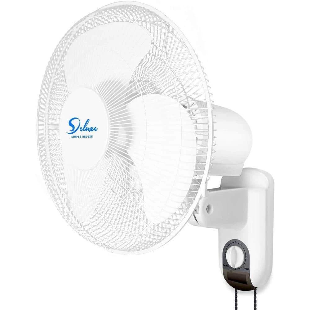 Tidoin 16 in. 3-Speed Mounted Wall Fan with Adjustable Tilt in White 1 Tidoin 16 in. 3-Speed Mounted Wall Fan with Adjustable Tilt in White