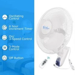 Aoibox 16 in. White Digital Wall Mount Fan with Remote Control 3-Speed-3 Oscillating Modes 72 in. Power Cord, ETL Certified -Fans Shop white wall mounted fans snmx030 76 1000