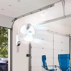 Aoibox 16 in. Simple Household White Wall Mount Fans Adjustable Tilt, Oscillates 90-Degrees Horizontally, 3-Speed Settings -Fans Shop white wall mounted fans snmx032 c3 1000