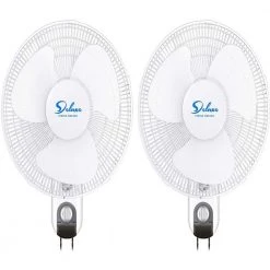 Aoibox 16 in. Simple Deluxe Household Pedestal White Wall Mount Fans Oscillating Quiet Operation Adjustable Tilt (2-Pack)