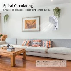 Aoibox 7 in. White Wall Mount 3-Speed Air Circulation Fan with 15-Hours Timer, 60° Oscillation and Remote Control -Fans Shop white wall mounted fans snmx2875 d4 1000