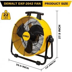 DEWALT 20 in. 3-Speed Heavy-Duty Drum Fan with 6 ft. Power Cord -Fans Shop yellow dewalt industrial fans dxf 2042 40 1000