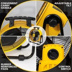 DEWALT 20 in. 3-Speed Heavy-Duty Drum Fan with 6 ft. Power Cord -Fans Shop yellow dewalt industrial fans dxf 2042 a0 1000