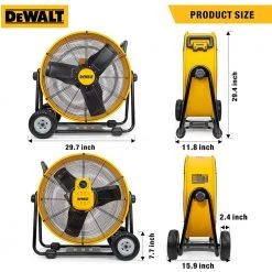 DEWALT 24 in. Heavy-Duty Drum Fan with Extra Long 12 ft. Power Cord and Stepless Speed Control -Fans Shop yellow dewalt industrial fans dxf 2490 1d 1000
