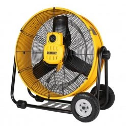 DEWALT 24 in. Heavy-Duty Drum Fan with Extra Long 12 ft. Power Cord and Stepless Speed Control -Fans Shop yellow dewalt industrial fans dxf 2490 4f 1000