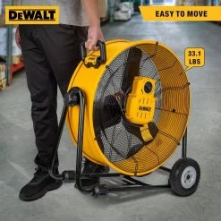 DEWALT 24 in. Heavy-Duty Drum Fan with Extra Long 12 ft. Power Cord and Stepless Speed Control -Fans Shop yellow dewalt industrial fans dxf 2490 66 1000