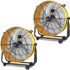 Aoibox 24 in. 3 Speed Yellow High-Velocity Metal Drum Fan Circulation for Industrial Commercial, Residential and Shop (2-Pack)