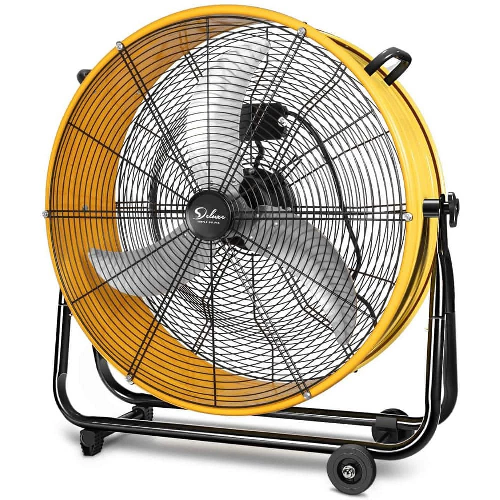 Aoibox 24 in. 3 Speed Yellow High-Velocity Metal Drum Fan Circulation for Industrial Commercial, Residential and Shop (2-Pack) 2 Aoibox 24 in. 3 Speed Yellow High-Velocity Metal Drum Fan Circulation for Industrial Commercial, Residential and Shop (2-Pack) - Image 2