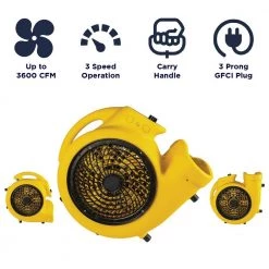 Maxx Air 3600 CFM 3-Speed Multi-Position High Velocity Blower Fan -Fans Shop yellow maxx air blower fans hvcf3600 4f 1000
