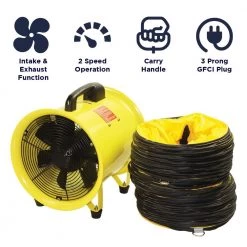 Maxx Air 12 in. High-Velocity Portable Blower and Exhaust Fan with Hose -Fans Shop yellow maxx air blower fans hvhf12comboups 4f 1000