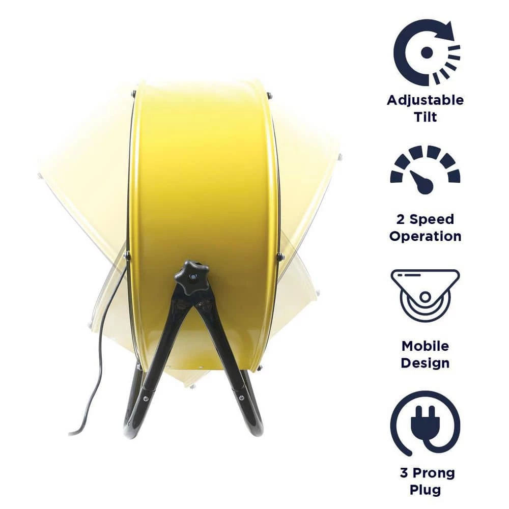 Maxx Air 24 in. 2 fan speeds Drum Fan in Yellow with Snap-On Wheels 4 Maxx Air 24 in. 2 fan speeds Drum Fan in Yellow with Snap-On Wheels - Image 4