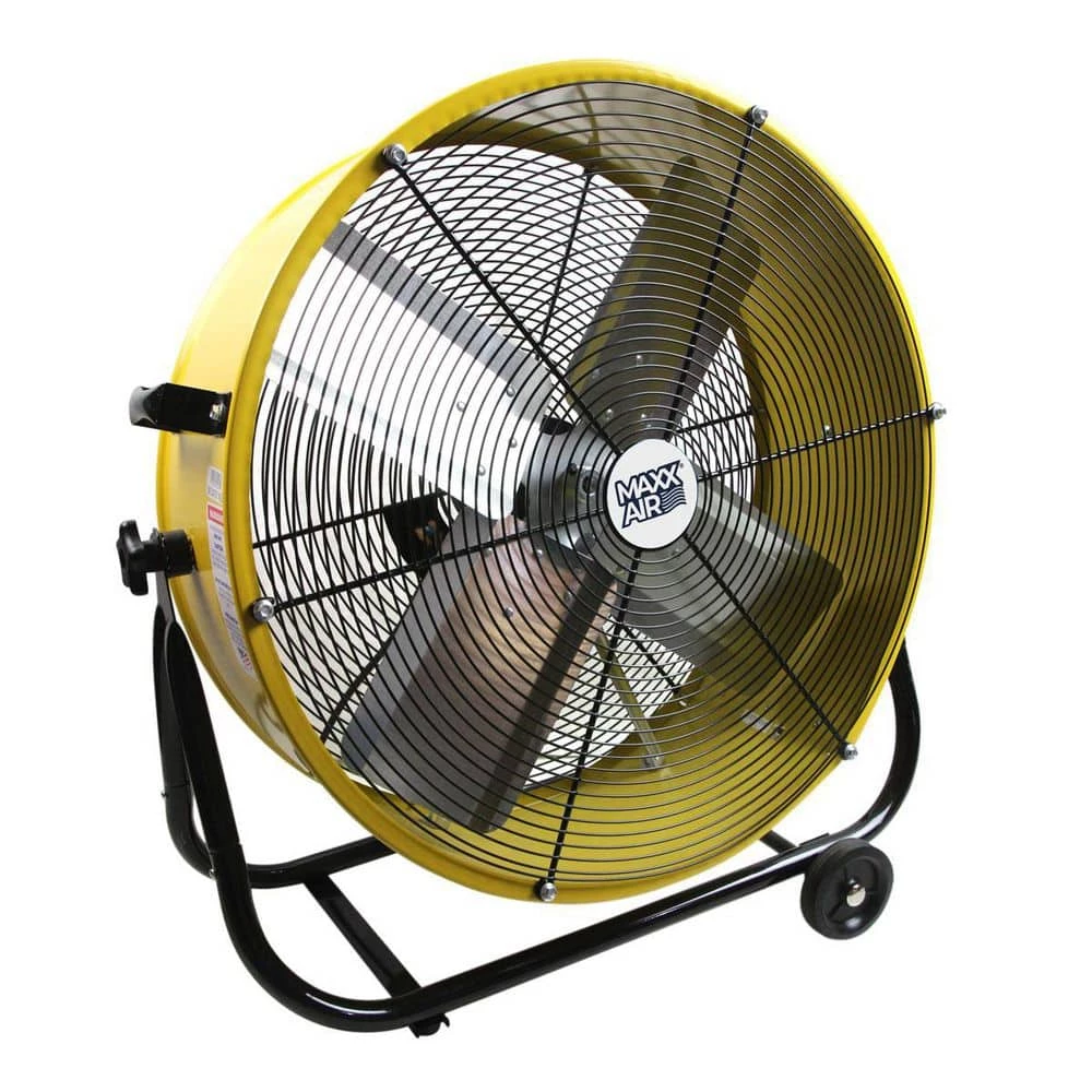 Maxx Air 24 in. 2 fan speeds Drum Fan in Yellow with Snap-On Wheels 1 Maxx Air 24 in. 2 fan speeds Drum Fan in Yellow with Snap-On Wheels