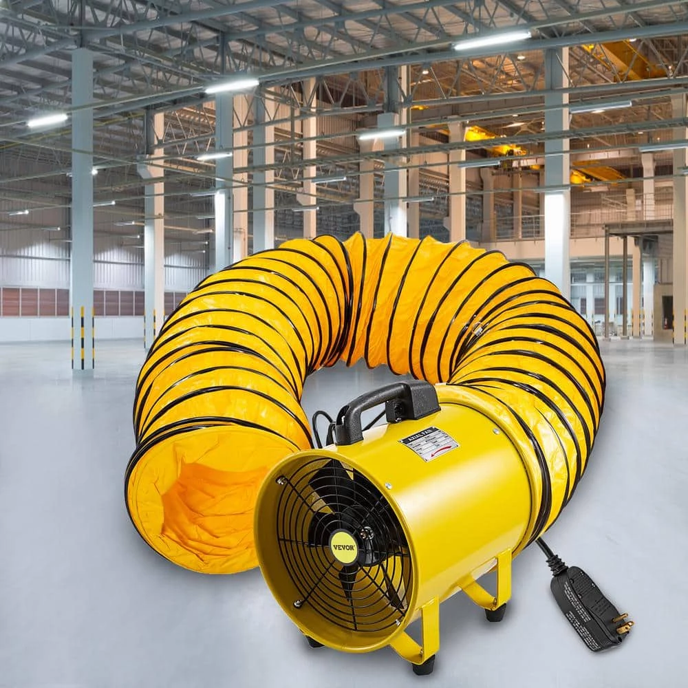 VEVOR Pivoting Utility Blower Fan 12 in. 550 Watt 1471 and 2295 CFM Portable Ventilator with 16 ft. Duct Hose for Exhausting 8 VEVOR Pivoting Utility Blower Fan 12 in. 550 Watt 1471 and 2295 CFM Portable Ventilator with 16 ft. Duct Hose for Exhausting - Image 8