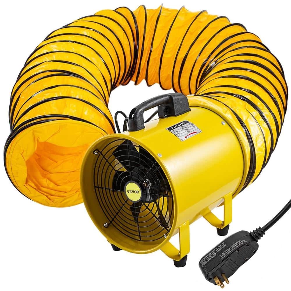 VEVOR Pivoting Utility Blower Fan 12 in. 550 Watt 1471 and 2295 CFM Portable Ventilator with 16 ft. Duct Hose for Exhausting 1 VEVOR Pivoting Utility Blower Fan 12 in. 550 Watt 1471 and 2295 CFM Portable Ventilator with 16 ft. Duct Hose for Exhausting