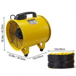 VEVOR Pivoting Utility Blower Fan 12 in. 550 Watt 1471 and 2295 CFM Portable Ventilator with 16 ft. Duct Hose for Exhausting 14 VEVOR Pivoting Utility Blower Fan 12 in. 550 Watt 1471 and 2295 CFM Portable Ventilator with 16 ft. Duct Hose for Exhausting -Fans Shop yellow vevor blower fans gygfjst12csscd5m1v1 76 1000