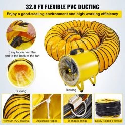 VEVOR Pivoting Utility Blower Fan 16 in. 1100 Watt 2160 3178 CFM High Velocity Ventilator with 32.8 ft. Duct Hose for Jobsite 12 VEVOR Pivoting Utility Blower Fan 16 in. 1100 Watt 2160 3178 CFM High Velocity Ventilator with 32.8 ft. Duct Hose for Jobsite -Fans Shop yellow vevor blower fans gygfjst16csscd10mv1 44 1000