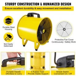 VEVOR Pivoting Utility Blower Fan 16 in. 1100 Watt 2160 3178 CFM High Velocity Ventilator with 32.8 ft. Duct Hose for Jobsite 13 VEVOR Pivoting Utility Blower Fan 16 in. 1100 Watt 2160 3178 CFM High Velocity Ventilator with 32.8 ft. Duct Hose for Jobsite -Fans Shop yellow vevor blower fans gygfjst16csscd10mv1 fa 1000