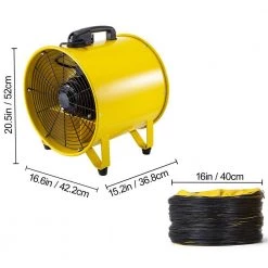 VEVOR Pivoting Utility Blower Fan 16 in. 1100 Watt High Velocity Ventilator with 16 ft. Duct Hose for Jobsite Fume Exhausting 14 VEVOR Pivoting Utility Blower Fan 16 in. 1100 Watt High Velocity Ventilator with 16 ft. Duct Hose for Jobsite Fume Exhausting -Fans Shop yellow vevor blower fans gygfjst16csscd5m1v1 76 1000