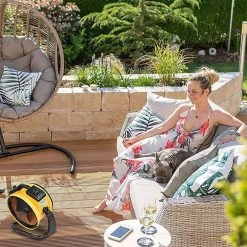 XPOWER 11 in. Variable Speed Cordless Rechargeable Drum Fan with Charging Cable and USB Outlet -Fans Shop yellow xpower industrial fans fc 125b 76 1000