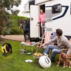 XPOWER 11 in. Variable Speed Cordless Rechargeable Drum Fan with Charging Cable and USB Outlet -Fans Shop yellow xpower industrial fans fc 125b fa 1000